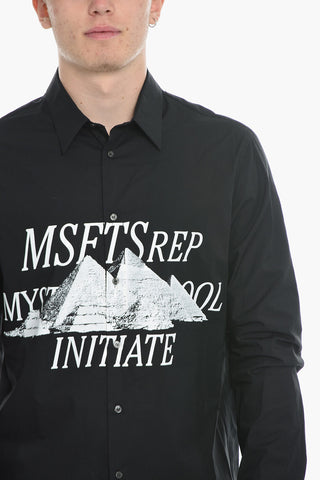 Camicia in Cotone Organico con Maxi Stampa a Contrasto