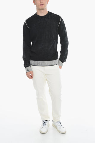 Lived-in Effect K-LARENCE Crew-neck Sweater with Ribbed Details