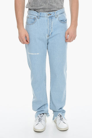 Straight Leg Jeans with Frayed Hem 21cm