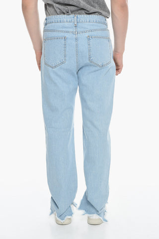 Straight Leg Jeans with Frayed Hem 21cm