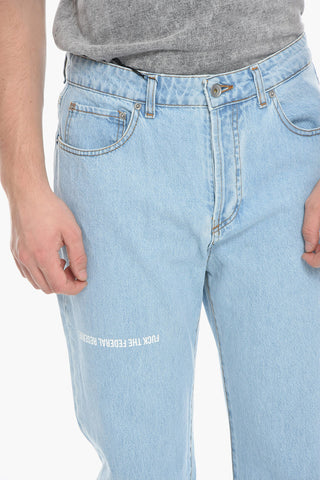 Straight Leg Jeans with Frayed Hem 21cm