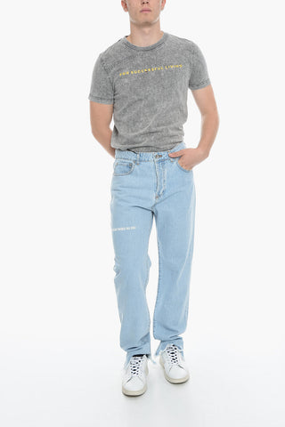 Straight Leg Jeans with Frayed Hem 21cm