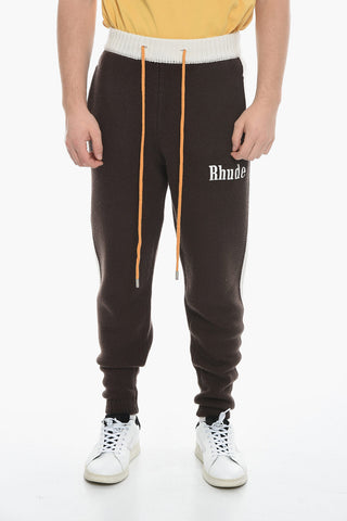 Pantaloni in Lana e Cashmere con Logo Ricamato