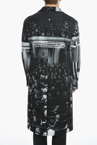 Printed Flap Pockets Maxi Coat
