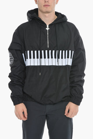 Half Zip Windbreaker Jacket with Piano Embroidery