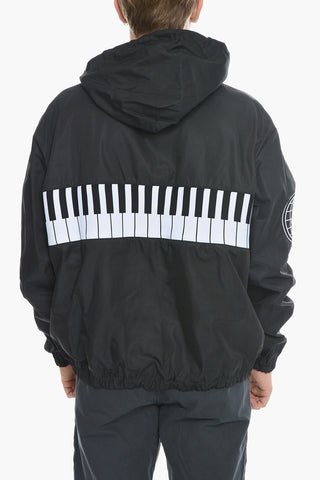 Half Zip Windbreaker Jacket with Piano Embroidery