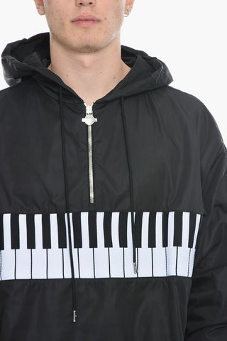 Half Zip Windbreaker Jacket with Piano Embroidery