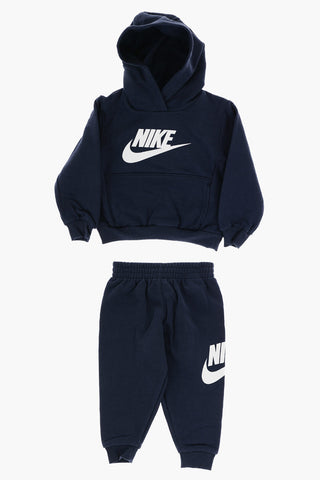 Solid Color Hoodie and Joggers Set with Printed Logo