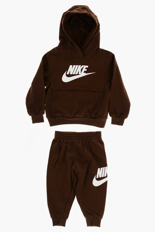 Solid Color Fleeced Cotton Hoodie and Joggers Set
