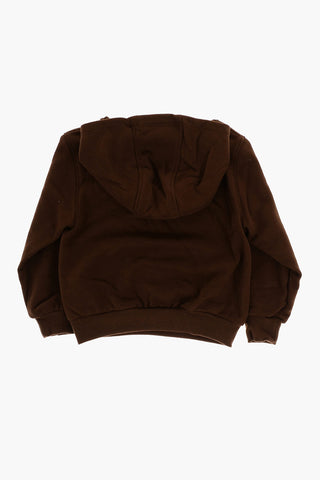 Solid Color Fleeced Cotton Hoodie and Joggers Set