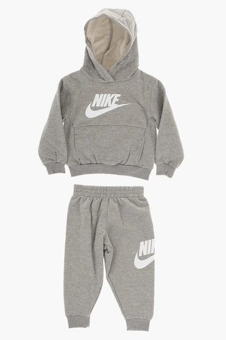 Solid Color Fleeced Cotton Hoodie and Joggers Set