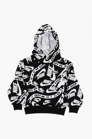 Kapuzenpullover aus Baumwollfleece mit Allover-Logodruck