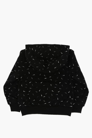 Cotton Fleece Hoodie with All-Over Printed Logo
