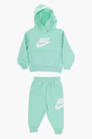 Solid Color Fleeced Cotton Hoodie and Joggers Set