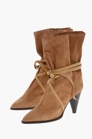Suede LIDLY Ankle Boots with Cone Heel 10cm