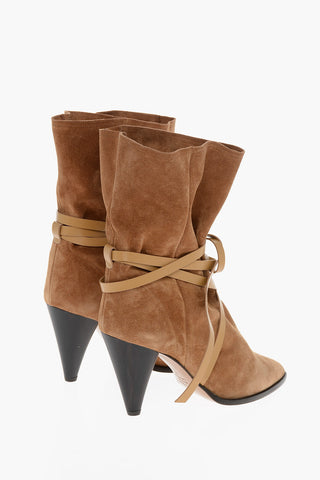 Suede LIDLY Ankle Boots with Cone Heel 10cm