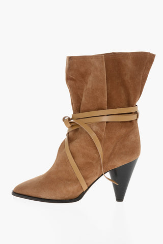 Suede LIDLY Ankle Boots with Cone Heel 10cm