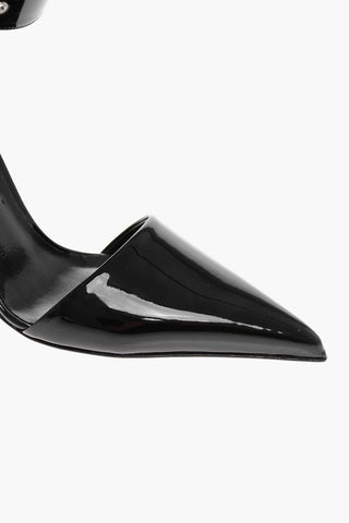 Patent Faux-Leather Pumps with Adjustable Ankle Cuffs 12cm