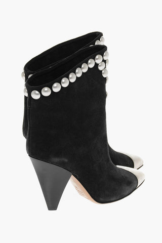 Suede STUDDED POINTY Ankle Boots with Studs 9cm