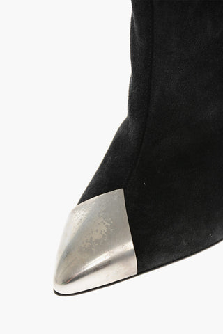 Suede STUDDED POINTY Ankle Boots with Studs 9cm