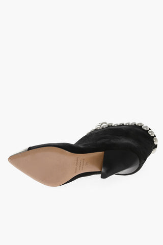 Suede STUDDED POINTY Ankle Boots with Studs 9cm
