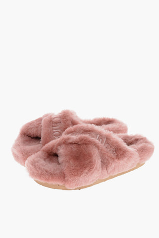Eco-fur Slides with Embroidered Logo