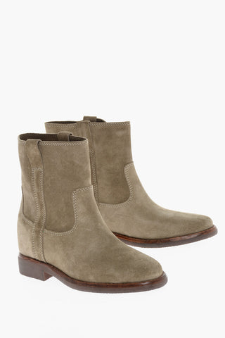 CAMARGUAI Suede Ankle Boots with Visible Stitching