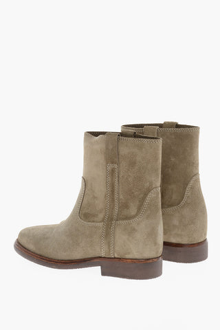CAMARGUAI Suede Ankle Boots with Visible Stitching