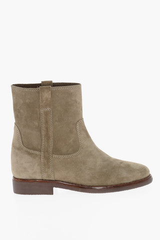 CAMARGUAI Suede Ankle Boots with Visible Stitching