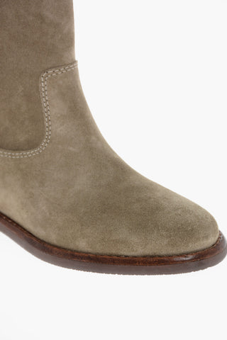 CAMARGUAI Suede Ankle Boots with Visible Stitching