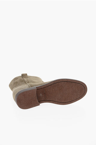 CAMARGUAI Suede Ankle Boots with Visible Stitching