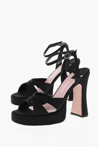 Satin MIRANDA Sandals with Block Heel 12cm