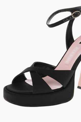 Satin MIRANDA Sandals with Block Heel 12cm
