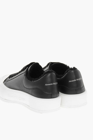 Two-tone Leather Sneakers with Shearling Lining