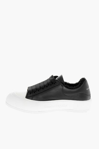 Two-tone Leather Sneakers with Shearling Lining