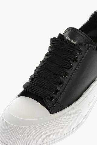 Two-tone Leather Sneakers with Shearling Lining