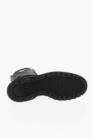 Brushed Leather Combat Booties with Nylon Details