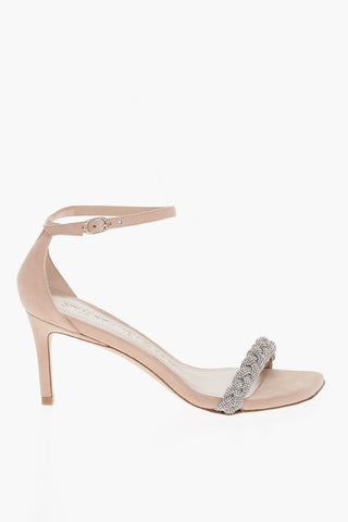 Suede ADDISON Sandals with Crystal Woven Strap 7cm
