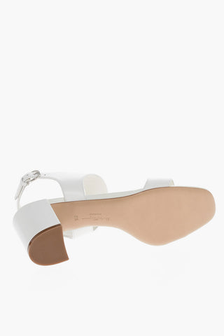 Metal Buckle CAYLA Leather Sandals with Squared Heel 6cm