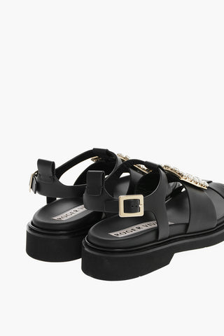 Crystal Buckle Leather VIV RANGERS Sandals