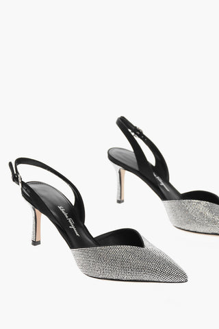Slingbacks a Punta ILEEN con Cristalli e Scollo a V 7,5cm