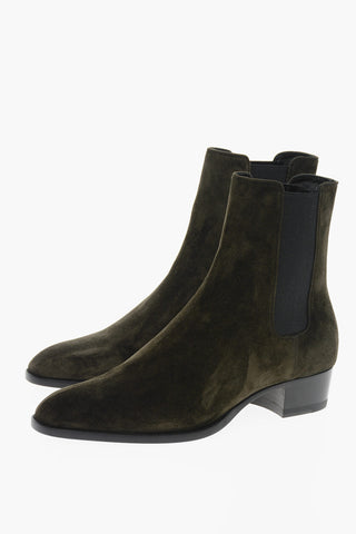 Contrasting Elastic Side Bands Suede WYATT Chelsea Booties