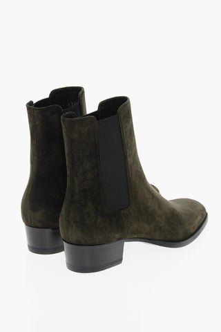 Contrasting Elastic Side Bands Suede WYATT Chelsea Booties