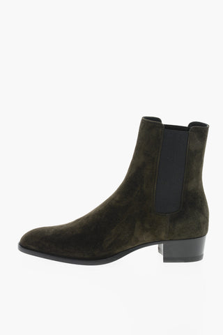 Contrasting Elastic Side Bands Suede WYATT Chelsea Booties