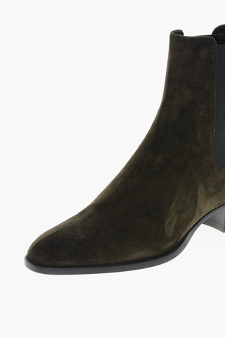 Contrasting Elastic Side Bands Suede WYATT Chelsea Booties
