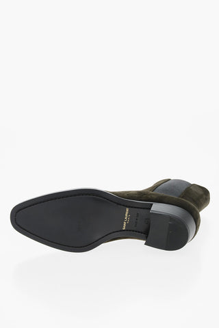 Contrasting Elastic Side Bands Suede WYATT Chelsea Booties