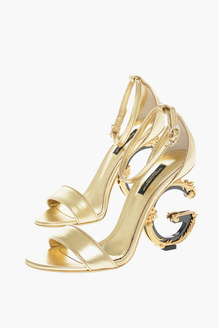 Metallic Leather KEIRA Sandals with Baroque Heel 8cm