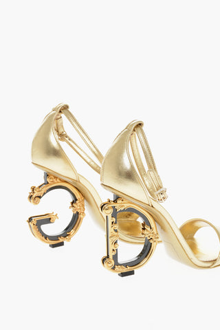 Metallic Leather KEIRA Sandals with Baroque Heel 8cm