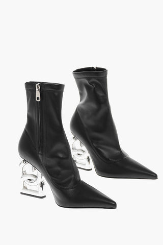 Faux-leather Ankle Boots with Logoed DG Heel 8cm