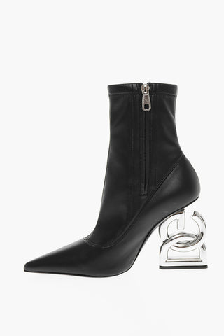Faux-leather Ankle Boots with Logoed DG Heel 8cm